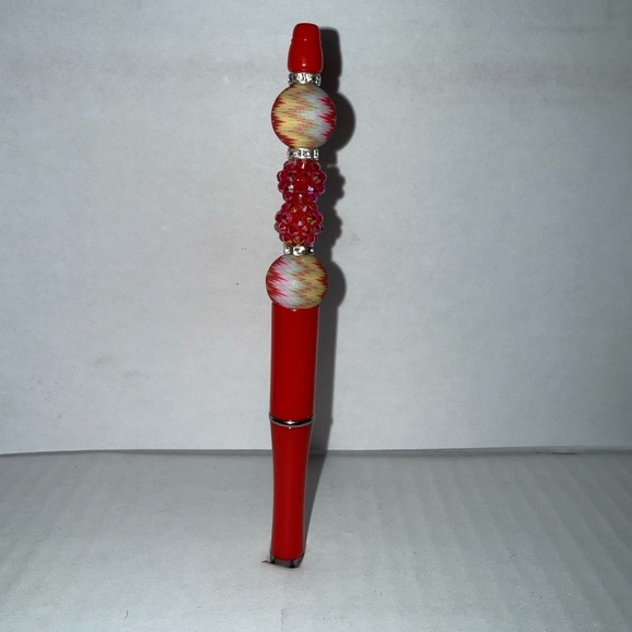Handmade Other - Handmade Beaded Pen- luscious red pen with resin and silicone beads